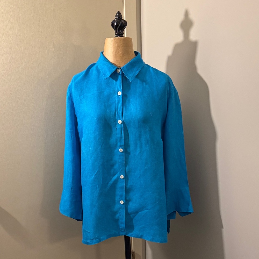 Ralph Lauren Turquoise Button-Down Shirt Jacket